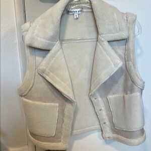 Cream Sleeveless Fleece Vest